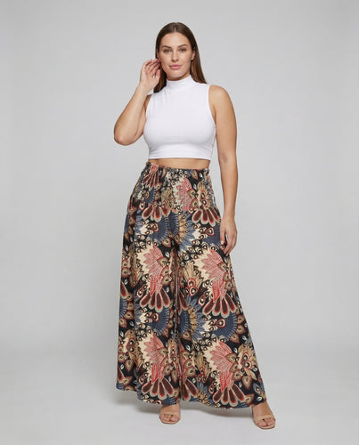 Damen Florale Boho-Print Mischgewebe Maxirock