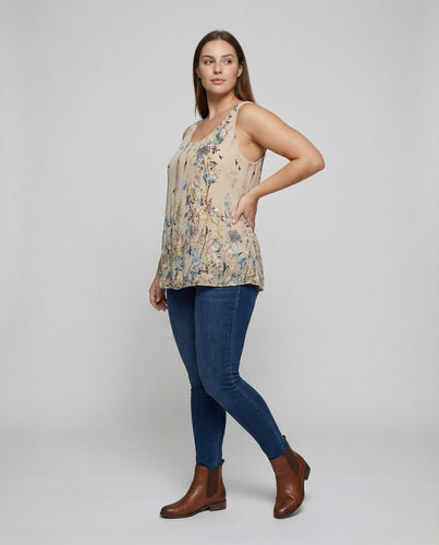 Damen Florale Alloverprint Chiffon Chiffon-Tanktop