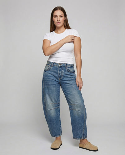 Damen Urbane Tiefer Schritt Denim Denim-Jeans