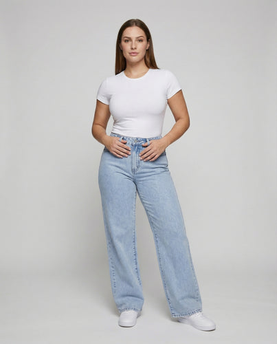 Damen Bequeme Weitfallender Schnitt Denim Denim-Jeans