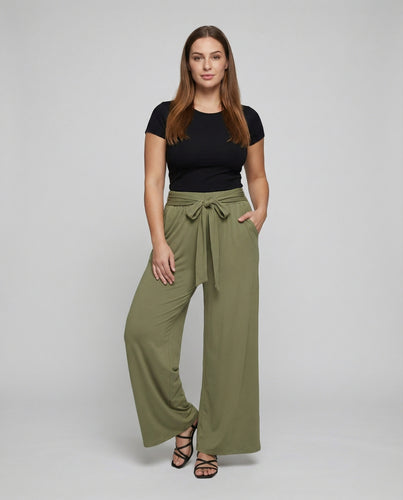 Damen Bequeme Wickeloptik Jersey Jersey-Hose