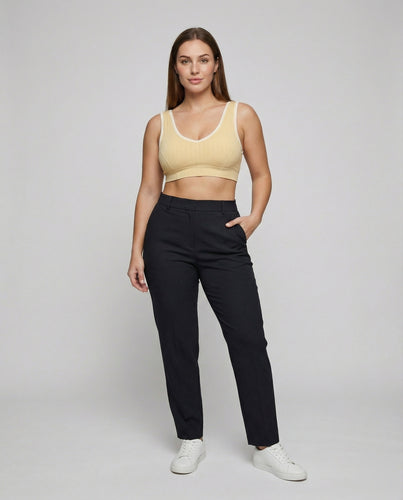 Damen Bequeme Elastisches Unterbrustband Rippstrick Ripp-Bustier