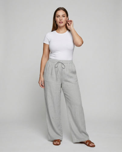 Damen Bequeme Komfort-Smokbund Mischgewebe Crinkle-Hose