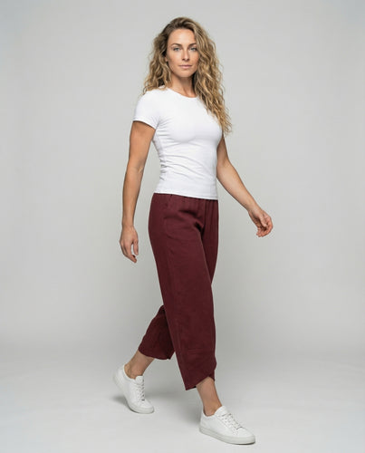 Damen Rustikale Tulpen-Saum Leinenoptik Leinenoptik-Hose