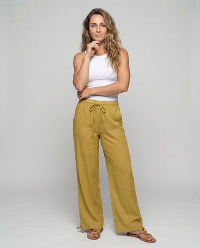 Damen Rustikale Saumknoten Leinenoptik Palazzo-Hose