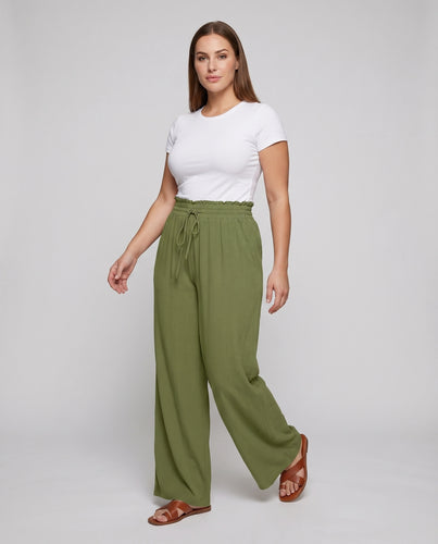 Damen Bequeme Tiefe Eingrifftaschen Mischgewebe Palazzo-Hose