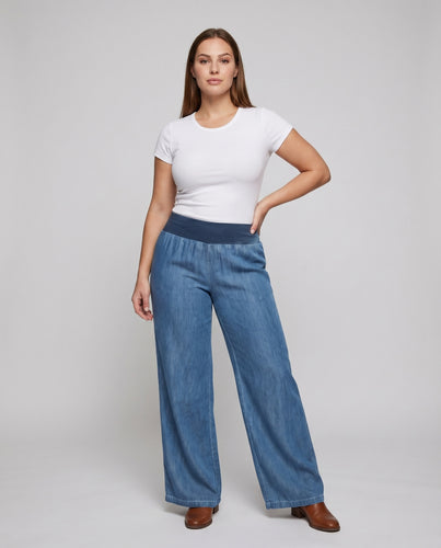 Damen Bequeme Fließende Silhouette Soft-Denim Komforthose