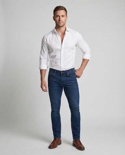 Herren Klassische Manschetten Baumwollstretch Hemd