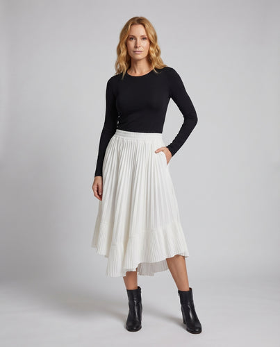 Damen Feminine Elastischer Smokbund Plissee Stufen-Plissee-Rock