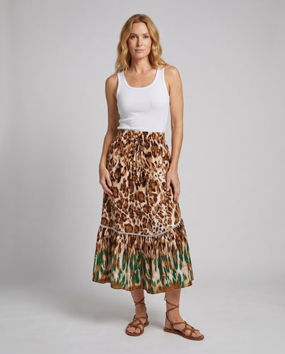 Damen Ethnische Mehrlagiger Volant Mischgewebe Boho-Midirock