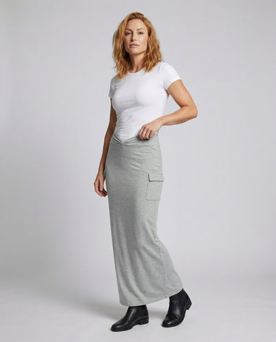 Damen Urbane Gedrehter Hüftbund Stretch Maxirock
