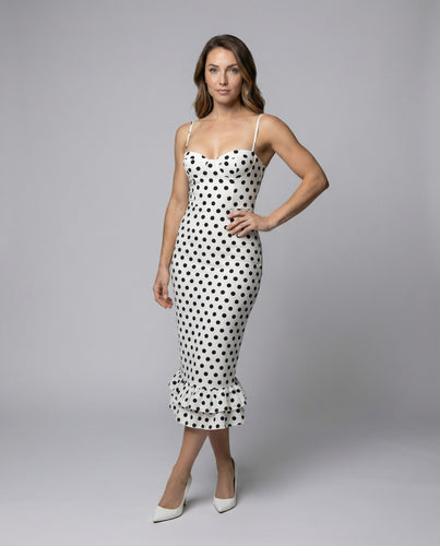 Damen Romantische Geraffter Volant-Saum Mischgewebe Midikleid