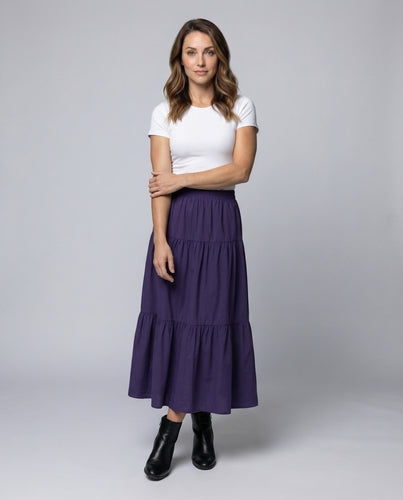 Damen Bequeme Elastische Bundpasse Baumwollmix Volant-Tellerrock
