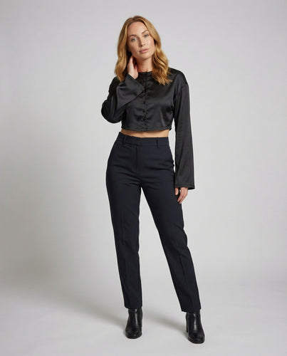 Damen Elegante Glockenärmel Satin Satin-Bolero