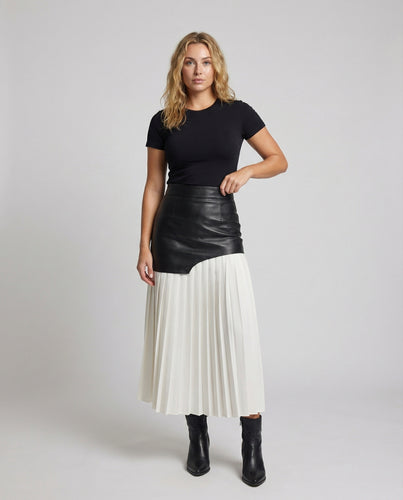 Damen Moderne Asymmetrisches Leder-Overlay Kunstleder Lagenrock