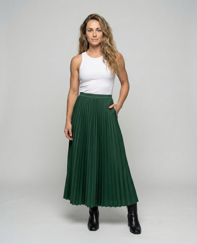 Damen Elegante Hoher Komfortbund Mischgewebe Messerschnitt-Midirock