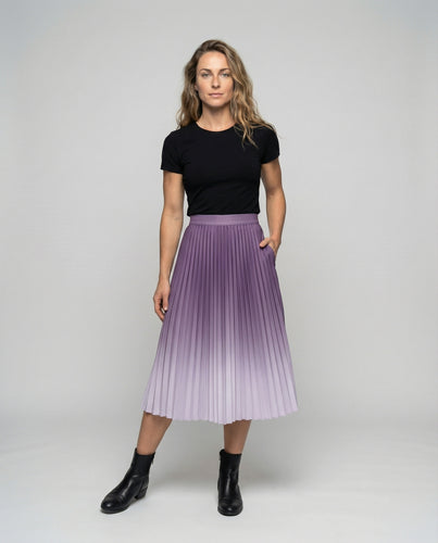 Damen Elegante Zarter Farbverlauf Plissee Midirock