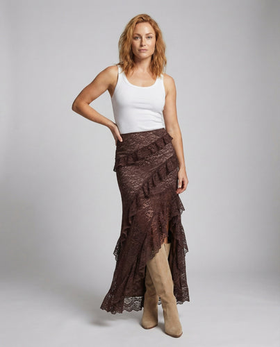 Damen Romantische Asymmetrische Volants Mischgewebe Maxirock