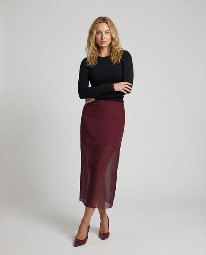 Damen Romantische Voile-Overlay Voile Zweilagen-Maxirock