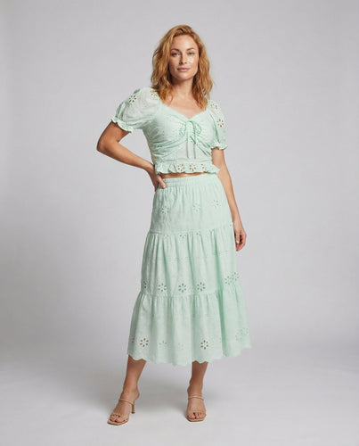 Damen Romantische Broderie-Anglaise Mischgewebe Anglaise-Set