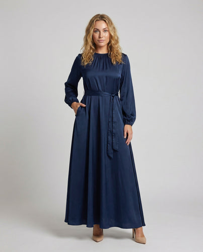 Damen Edle Ballonärmel-Design Mischgewebe Abendkleid