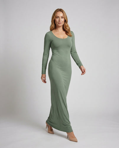 Damen Figurbetonte Knöchellange Silhouette Stretch-Gewebe Maxikleid