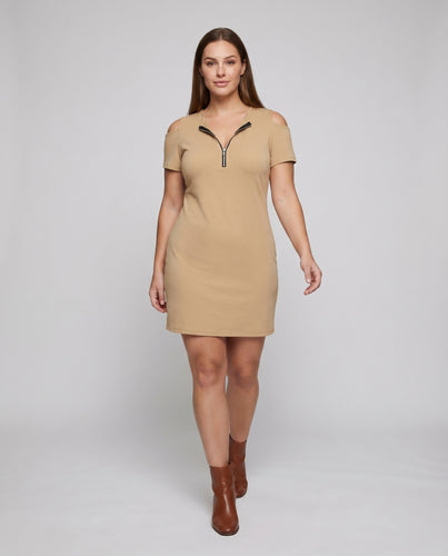 Damen Moderne Dekorativer Reißverschluss Baumwollmischung Minikleid