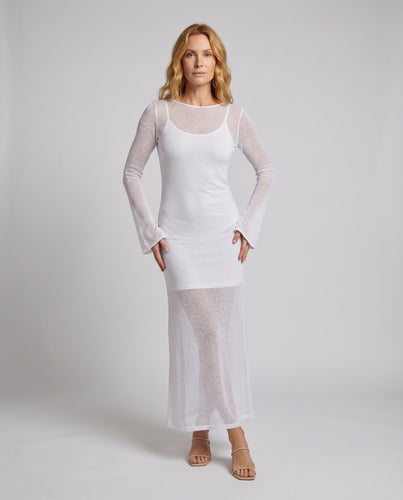 Damen Moderne Ausgestellte Manschetten Strick Strick-Maxikleid