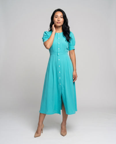 Damen Moderne Hoher Seitenschlitz Mischgewebe Midikleid