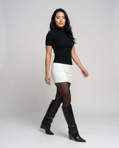 Damen Moderne Kontrastierter Rockteil Mischgewebe Minikleid