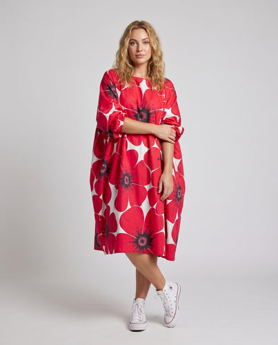 Damen Tropische Schwingender Rock Mischgewebe Midikleid