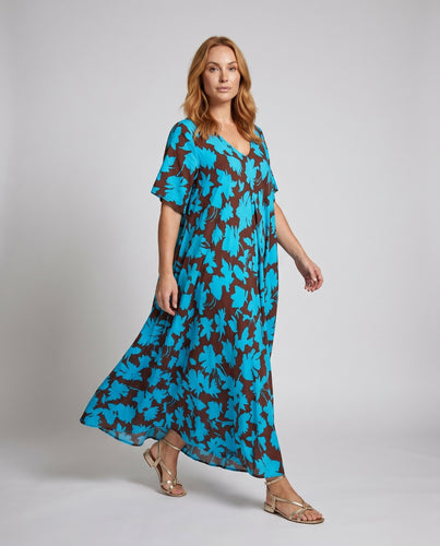 Damen Schlichte Schwingende A-Linie Viskose Maxikleid