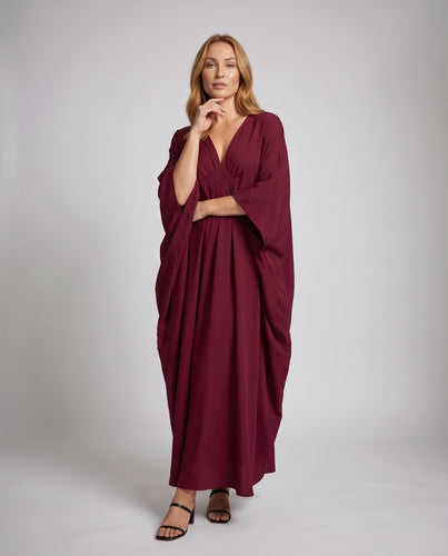 Damen Ethnische Geflochtenes Brustdetail Mischgewebe Kaftanmaxikleid