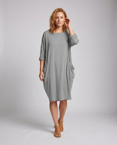 Damen Schlichte Verlängerter Rückensaum Mischgewebe Tunika-Kleid