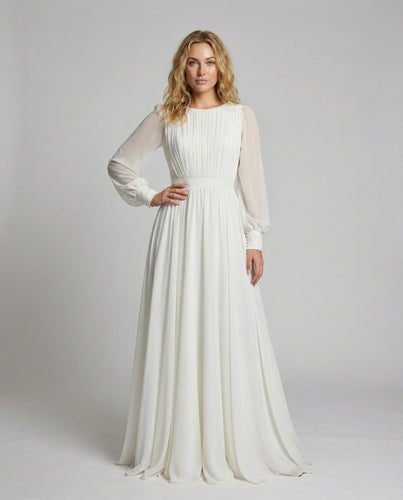 Damen A-Linien Brautkleid Chiffon Manschettenärmel