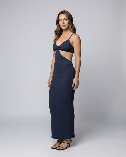 Damen Maxikleid Knoten-Oberteil Spaghettiträger Cut-Out