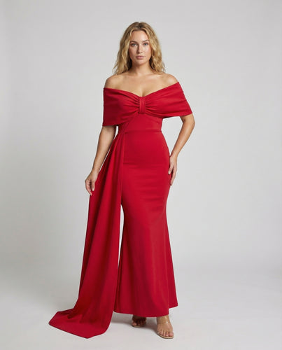 Damen Abendkleid Schulterfrei Tulpen-Silhouette