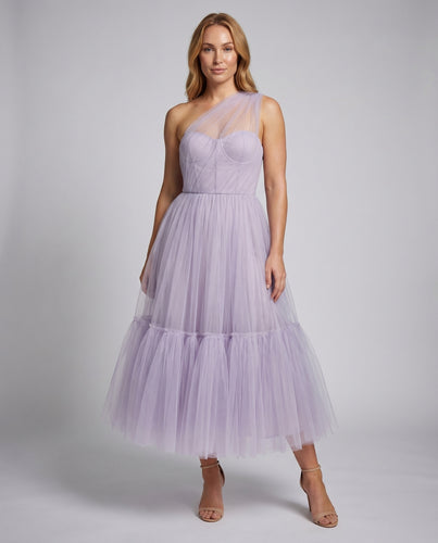 Damen Tüll-Midirobe Korsage Asymmetrischer Umhang