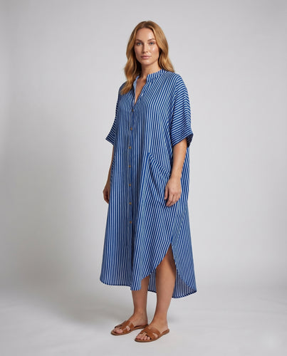 Damen Hemdkaftan Oversize Knopfleiste Seitenschlitze