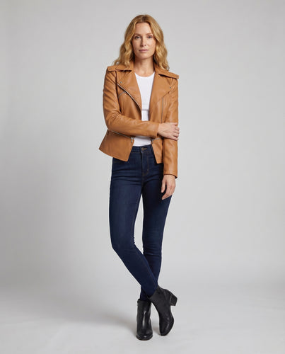 Damen Blazer-Biker-Mix Konturbetont Asymmetrisch Hüftzipper