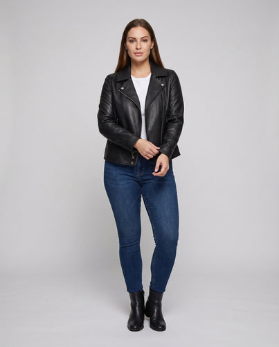 Damen Kurzjacke Couture-Bikerstil Reverskragen Zipper-Taschen
