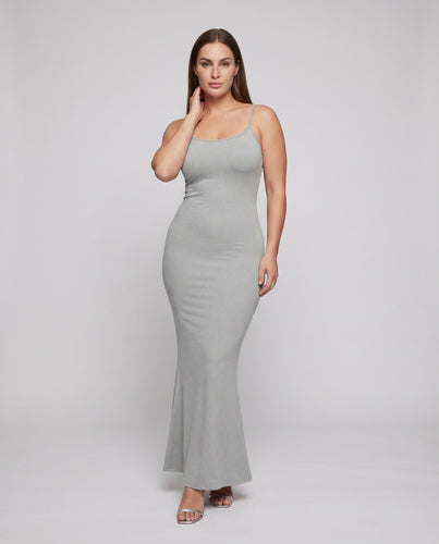 Damen Jersey-Maxikleid Spaghettiträger Ausgestellter Saum
