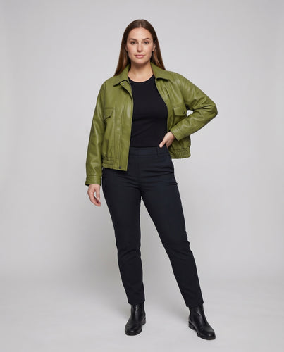 Damen Satin-Mix-Blouson Hemdkragen Druckknopfleiste Weit