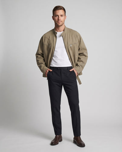 Herren Feldjacke Baumwolle Stehkragen Brust-Zipps