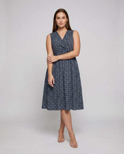 Damen Ärmelloses Midikleid Gekreuzte Brustpartie Empire-Taille