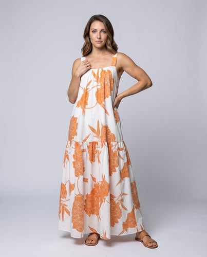 Damen Bodenlanges Trägerkleid Baumwoll-Leinen Brustfalten Seitentaschen