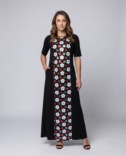 Damen Abendkleid Paillettenblende Ellbogenärmel Gerader Fall