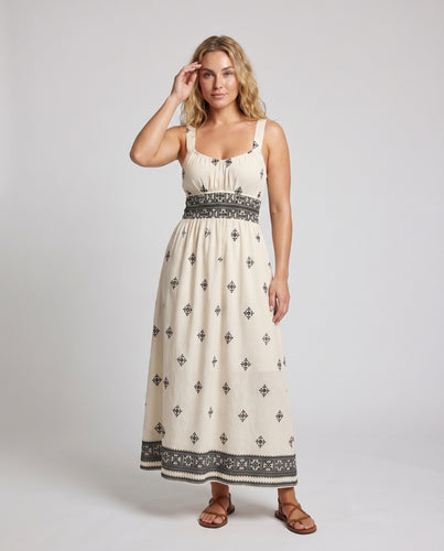 Damen Boho-Maxikleid Quadrat-Ausschnitt Geraffte Taille Verstellbar