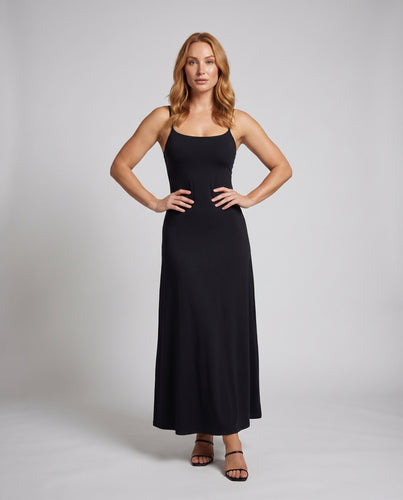 Damen Abend-Maxikleid Taillierte Miedernaht Tellerrock Schmale Träger