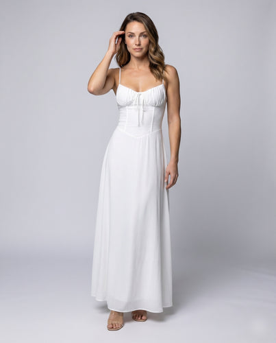 Damen Mieder-Maxi-Kleid Fließende A-Linie Spaghettiträger